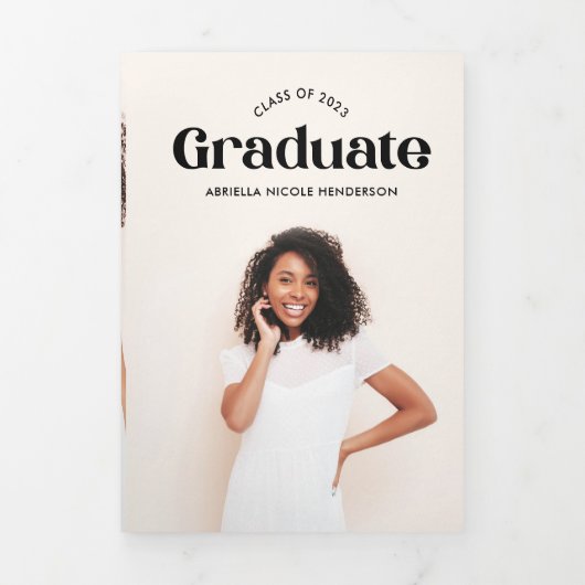 5写真モダン卒業三重招待状 三つ折りプログラム (カバー)