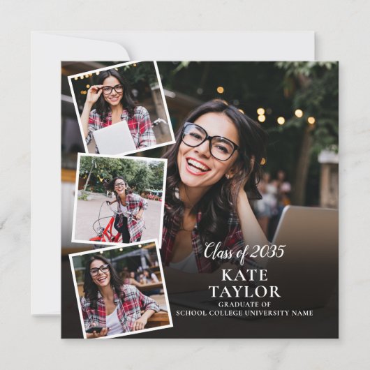 5写真モダン卒業発表 招待状 (正面)