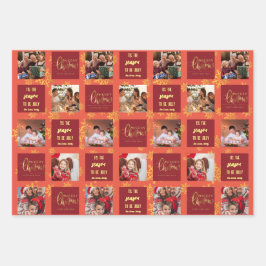 5写真レッド・ブルー・ブラック・メリークリスマス。 ラッピングペーパーシート