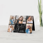 5写真卒業コラージュ折り畳みブラック 案内状 (正面)