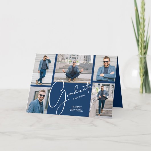 5写真卒業式の折り畳み発表 招待状 (正面)