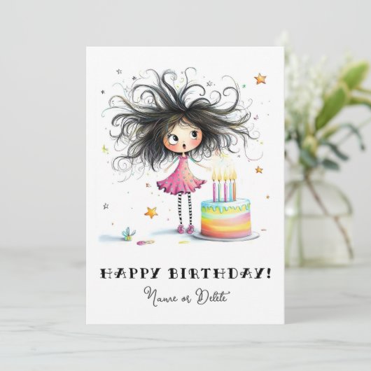 * 5写真名誕生日カードの個人用設お洒落定 招待状 (スタンド正面)