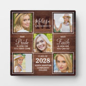 5写真素朴コラージュパーソナライズされた卒業 フォトプラーク (正面)