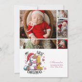 5写真1ベビークリスマスピンク金ゴールドユニコーン シーズンカード (正面)