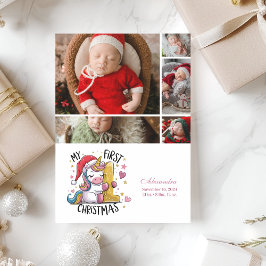 5写真1ベビークリスマスピンク金ゴールドユニコーン シーズンカード