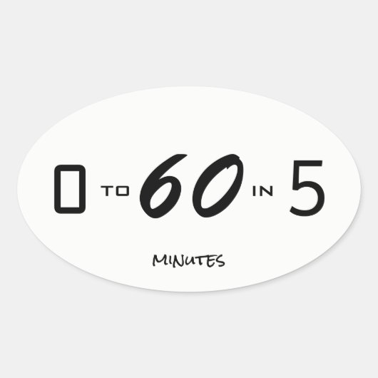 5分で0から60まで 楕円形シール (正面)