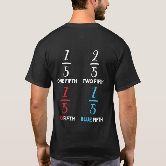 5分の12赤5分の1ブルー5分の1数学 Tシャツ (裏面)