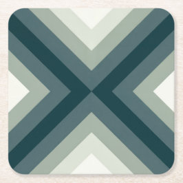 5列ティール（緑がかった色）カラーブロックコースター スクエアペーパーコースター