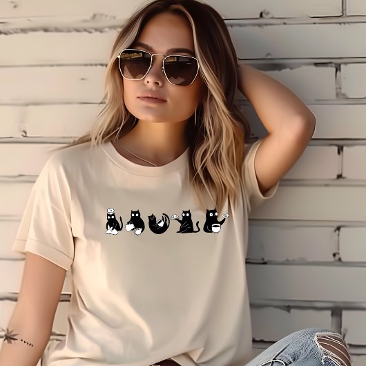 5匹おもしろいの猫 Tシャツ