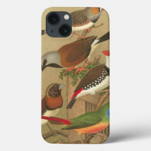5匹のカラフルペットが枝にとまる iPhone 13ケース