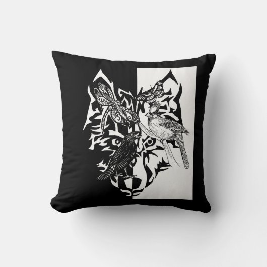 5匹の動物のガイドと足跡 クッション (正面)