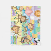 5匹の小さい猿のフランネル毛布 フリースブランケット (正面)