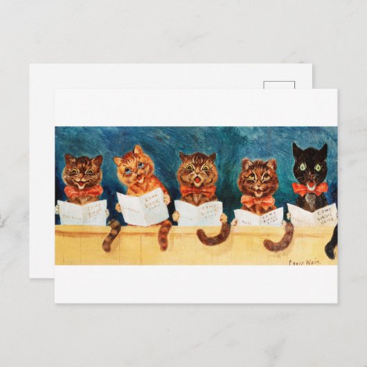 5匹の猫を歌うルイス・ワーイン ポストカード (正面/裏面)