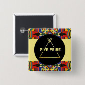 5匹の種族の正方形ボタン 缶バッジ (正面&裏面)