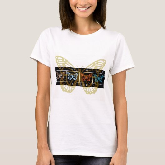 5匹の要素の蝶 Tシャツ (正面)