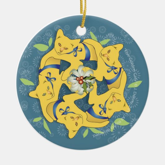 5匹の金猫… セラミックオーナメント (正面)