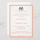 5匹x 7匹の結婚式招待状のペンギンの愛またはハートのモモ 招待状 (正面/裏面)