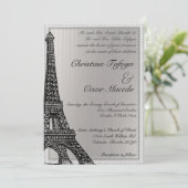 5匹x 7匹の結婚式招待状の黒いエッフェル塔 招待状 (スタンド正面)