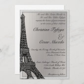 5匹x 7匹の結婚式招待状の黒いエッフェル塔 招待状 (正面/裏面)