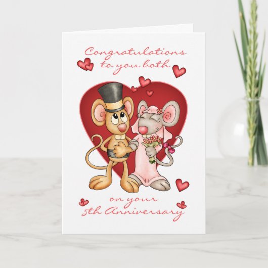 5周年おめでとう -かわいいねずみたち5周年 カード (正面)