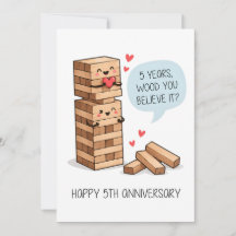 5周年の結婚カード|面白い木婚式のカード