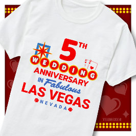 5周年の結婚記念日に ラスベガス風カップル Tシャツ