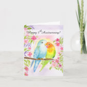 5周年の記念日おめでとう Lovebirds カード (正面)