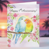 5周年の記念日おめでとう Lovebirds カード
