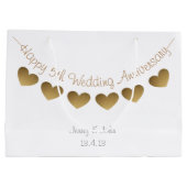 5周年を迎結婚える木材ハートバンティング ラージペーパーバッグ (裏面)