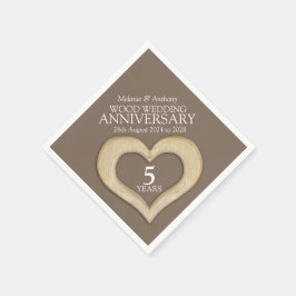 5周年ウッドハートカスタムナプキン スタンダードカクテルナプキン