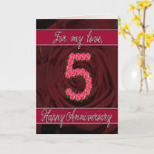 5周年カード　バラと葉 カード (黄色い花)