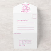 5周年ピンクツアーマリン 結婚記念日  RSVP フォト オールインワン招待状 (外側)