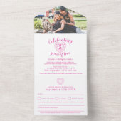 5周年ピンクツアーマリン 結婚記念日  RSVP フォト オールインワン招待状 (内側)