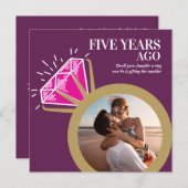 5周年ピンクトルマリン記念ゴールドリング2枚の写真 招待状 (正面/裏面)