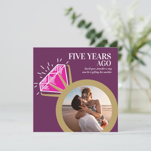 5周年ピンクトルマリン記念ゴールドリング2枚の写真 招待状 (スタンド正面)