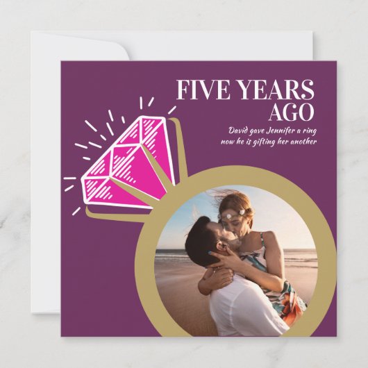 5周年ピンクトルマリン記念ゴールドリング2枚の写真 招待状 (正面)