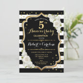 5周年招待状 - ブラックホワイトゴールド 招待状 (スタンド正面)