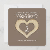 5周年木婚式 ハートパーティー招待状 招待状 (正面)