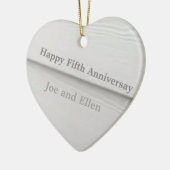 5周年木結婚材（編集可能） セラミックオーナメント (左)