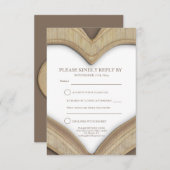 5周年木製結婚記念日 ハート返信カード 出欠カード (正面/裏面)