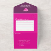 5周年結婚パーティーピンクトルマリン宝石 オールインワン招待状 (外側)