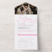 5周年結婚記念ピンクミールの出欠届写真 オールインワン招待状 (内側)