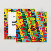 5周年結婚記念日のカラフルレトロパターン 招待状 (正面/裏面)