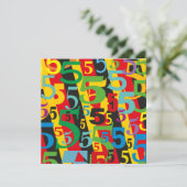 5周年結婚記念日のカラフルレトロパターン 招待状 (スタンド正面)