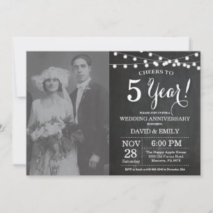 5周年結婚記念日のチョークボード写真 招待状