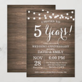 5周年結婚記念日の招待状　ログウッド 招待状 (正面/裏面)