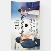 5周年結婚記念日オーダーメイド2枚写真コラージュ 横断幕 (縦)
