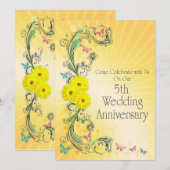 5周年結婚記念日パーティー招待状 招待状 (正面/裏面)