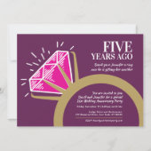 5周年結婚記念日パーティー ピンクトルマリンリング 招待状 (正面)