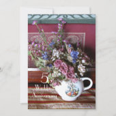 5周年結婚記念日 ヴィンテージ ティーポット 紫 招待状 (正面)